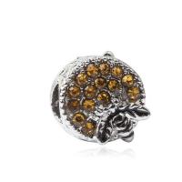 Rhinestone Zinc Alloy European Beads, Bee, silver color plated, without troll & with rhinestone & blacken Approx 5mm 