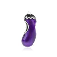 Enamel Zinc Alloy European Beads, Eggplant, silver color plated, without troll Approx 5mm 