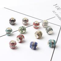 Rhinestone Zinc Alloy European Beads, silver color plated & epoxy gel & without troll & with rhinestone, nickel, lead & cadmium free Approx 5mm 