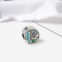 Enamel Zinc Alloy European Beads, silver color plated, without troll Approx 5mm 