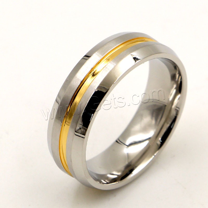 Titanium Steel Finger Ring, plated, different size for choice & for man & two tone, 8mm, Sold By PC