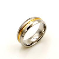 Titanium Steel Finger Ring, plated & for man & two tone, 8mm 