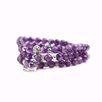 Amethyst Bracelet, with Zinc Alloy, platinum color plated & for woman & multi-strand, purple, 6mm Approx 18.8 Inch 