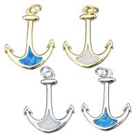 Brass Jewelry Pendants, with Opal, Anchor, plated Approx 3mm 