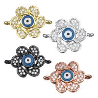 Brass Connector, plated, evil eye pattern & micro pave cubic zirconia & enamel & 1/1 loop Approx 1.5mm 