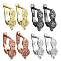 Brass Lever Back Earring, plated, with loop & micro pave cubic zirconia Approx 1.5mm 