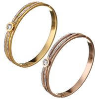 Stainless Steel Bangle, with Rhinestone Clay Pave, plated, for woman 9mm, Inner Approx 