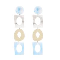 Resin Zinc Alloy Earring, with Resin, Geometrical Pattern, silver color plated, hypo allergic & for woman 