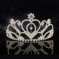 Bridal Tiaras, Zinc Alloy, with Rhinestone, Crown, plated, for woman & with cubic zirconia lead & cadmium free 