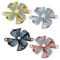 Cubic Zirconia Micro Pave Brass Connector, with Resin, Pinwheel, plated, micro pave cubic zirconia & 1/1 loop Approx 1.5mm 