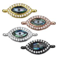 Brass Connector, with Abalone Shell, Evil Eye, plated, micro pave cubic zirconia & 1/1 loop Approx 1.5mm 