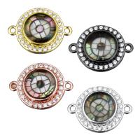 Cubic Zirconia Micro Pave Brass Connector, with Abalone Shell, plated, micro pave cubic zirconia & 1/1 loop Approx 1.5mm 