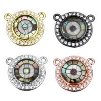 Cubic Zirconia Micro Pave Brass Pendant, with Abalone Shell, plated, micro pave cubic zirconia & double-hole Approx 1.5mm 
