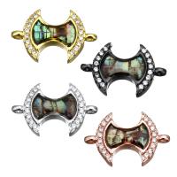 Cubic Zirconia Micro Pave Brass Connector, with Abalone Shell, plated, micro pave cubic zirconia & 1/1 loop Approx 1.5mm 