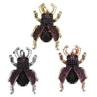 Animal Brass Pendants, Insect, plated, micro pave cubic zirconia Approx 3.5mm 