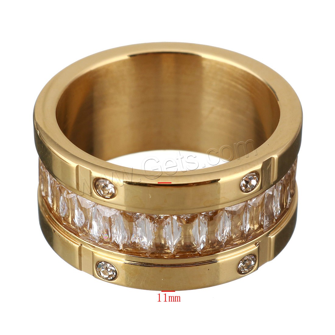 Edelstahl Fingerring, mit Kristall, plattiert, verschiedene Größen vorhanden & für Frau & facettierte, keine, 11mm, verkauft von PC