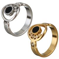 Rhinestone Stainless Steel Finger Ring, with Resin, plated & for woman & with rhinestone 13mm 