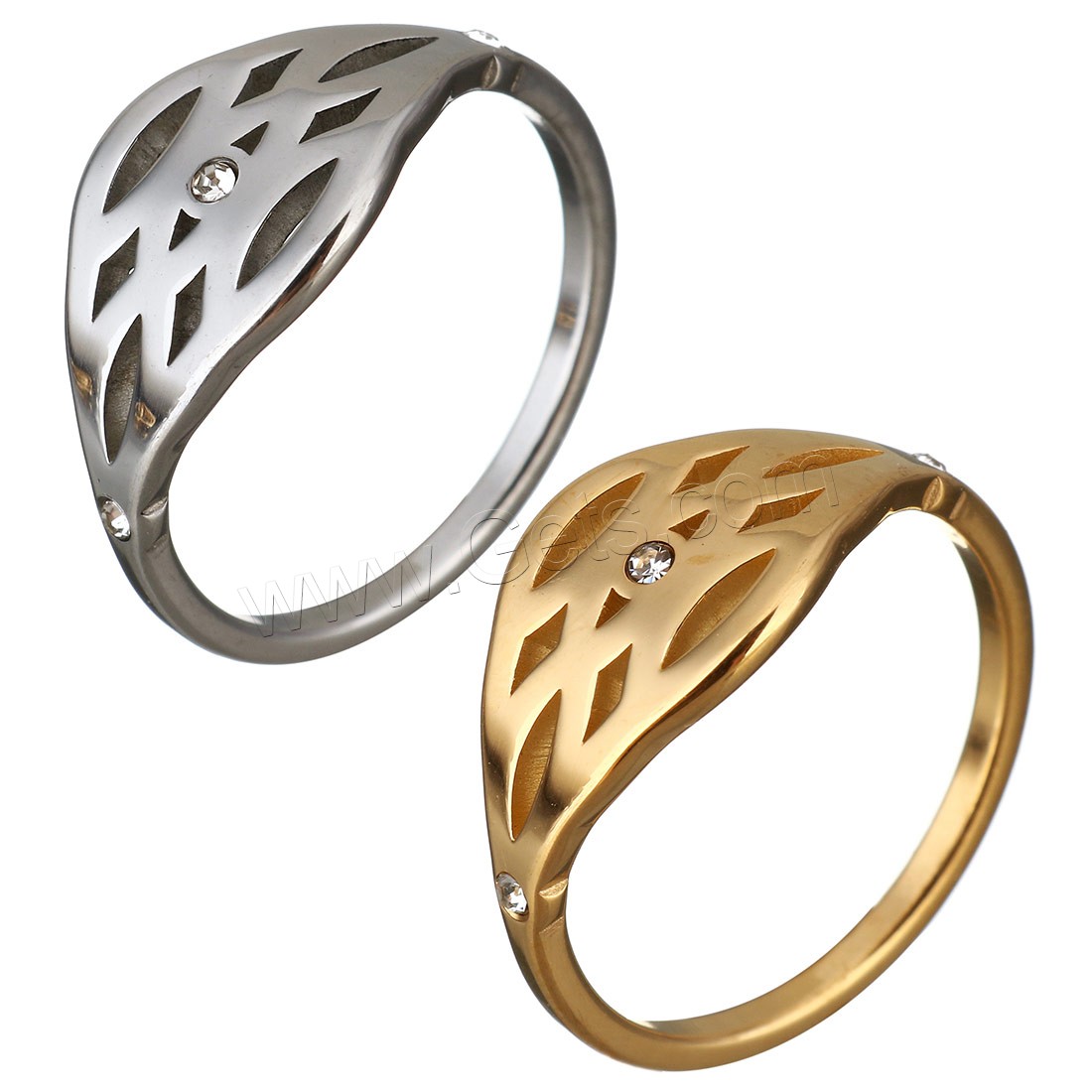 Нержавеющая сталь Rhinestone палец кольцо, нержавеющая сталь, Другое покрытие, разный размер для выбора & Женский & со стразами, Много цветов для выбора, 10mm, продается PC