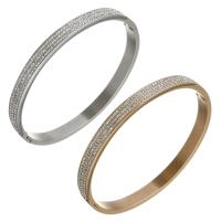 Stainless Steel Bangle, with Rhinestone Clay Pave, plated, for woman 6mm, Inner Approx 