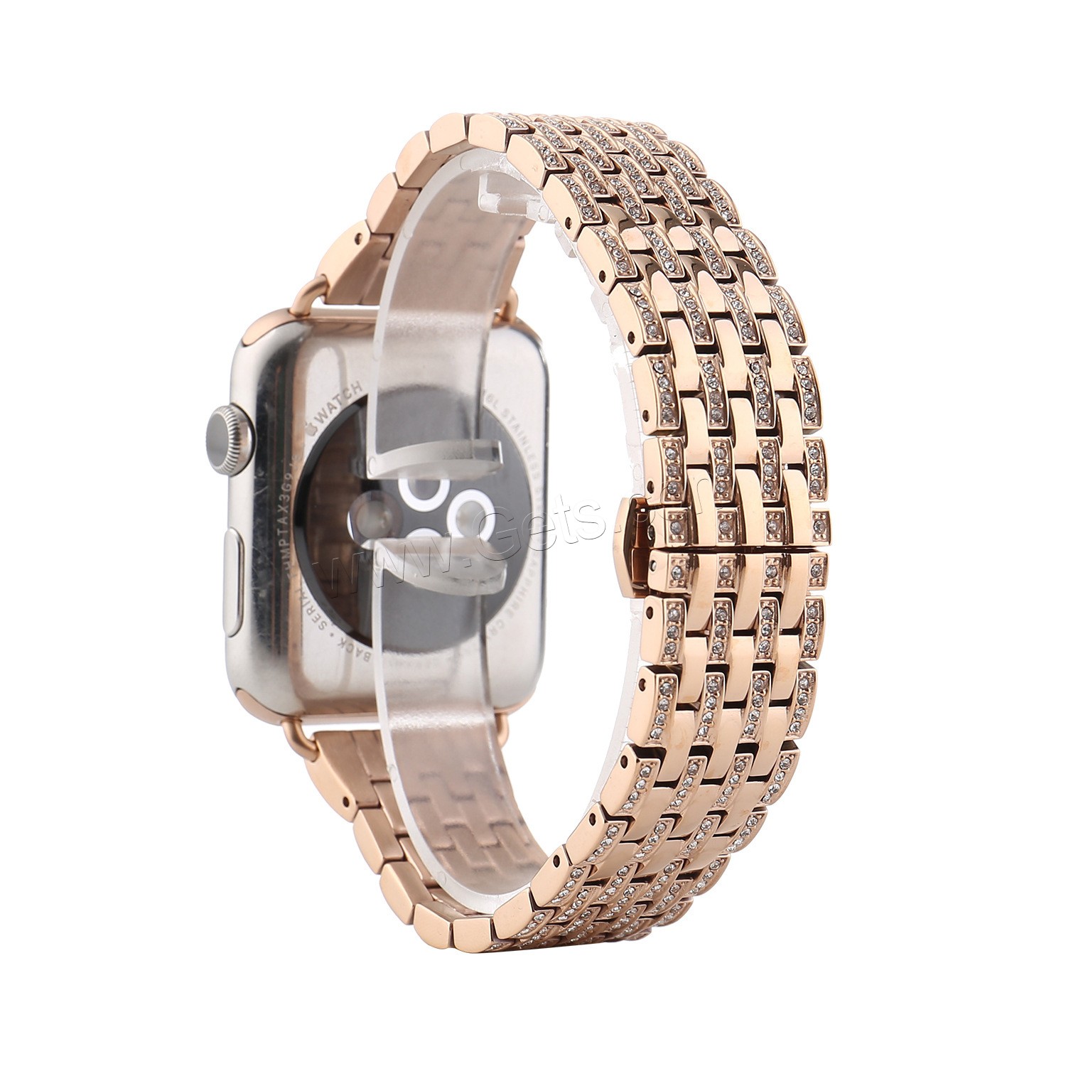Correa de reloj de acero inoxidable, chapado, diverso tamaño para la opción & con diamantes de imitación, más colores para la opción, longitud:aproximado 8 Inch, Vendido por UD