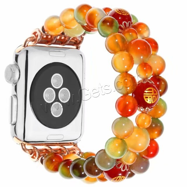 Bande de montre en acier inoxydable, cire d'abeille, Plaqué de couleur d'or rose, pour Apple Watch & normes différentes pour le choix & avec strass, Longueur:Environ 8 pouce, Vendu par PC