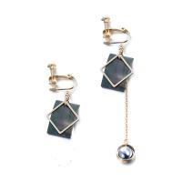 Brass Drop Earring, with Abalone Shell, gold color plated & for woman, 70mm 