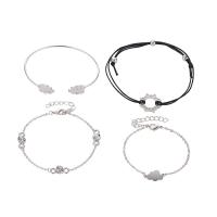Zinc Alloy Bracelet Set, with waxed cord, plated, for woman & with rhinestone Approx 6.6 Inch 