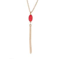 Zinc Alloy Fringe Necklace, with Resin, plated, oval chain & for woman 30mm, 90mm Approx 24 Inch 