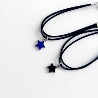 Zinc Alloy Bracelet, with PU Leather, Star, silver color plated, Unisex & enamel Approx 7 Inch 