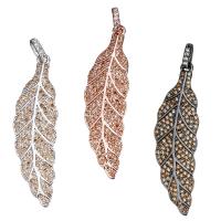 Brass Leaf Pendants, plated, micro pave cubic zirconia Approx 