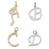 Letter Brass Pendants, Alphabet Letter, plated & micro pave cubic zirconia Approx 3.5mm 