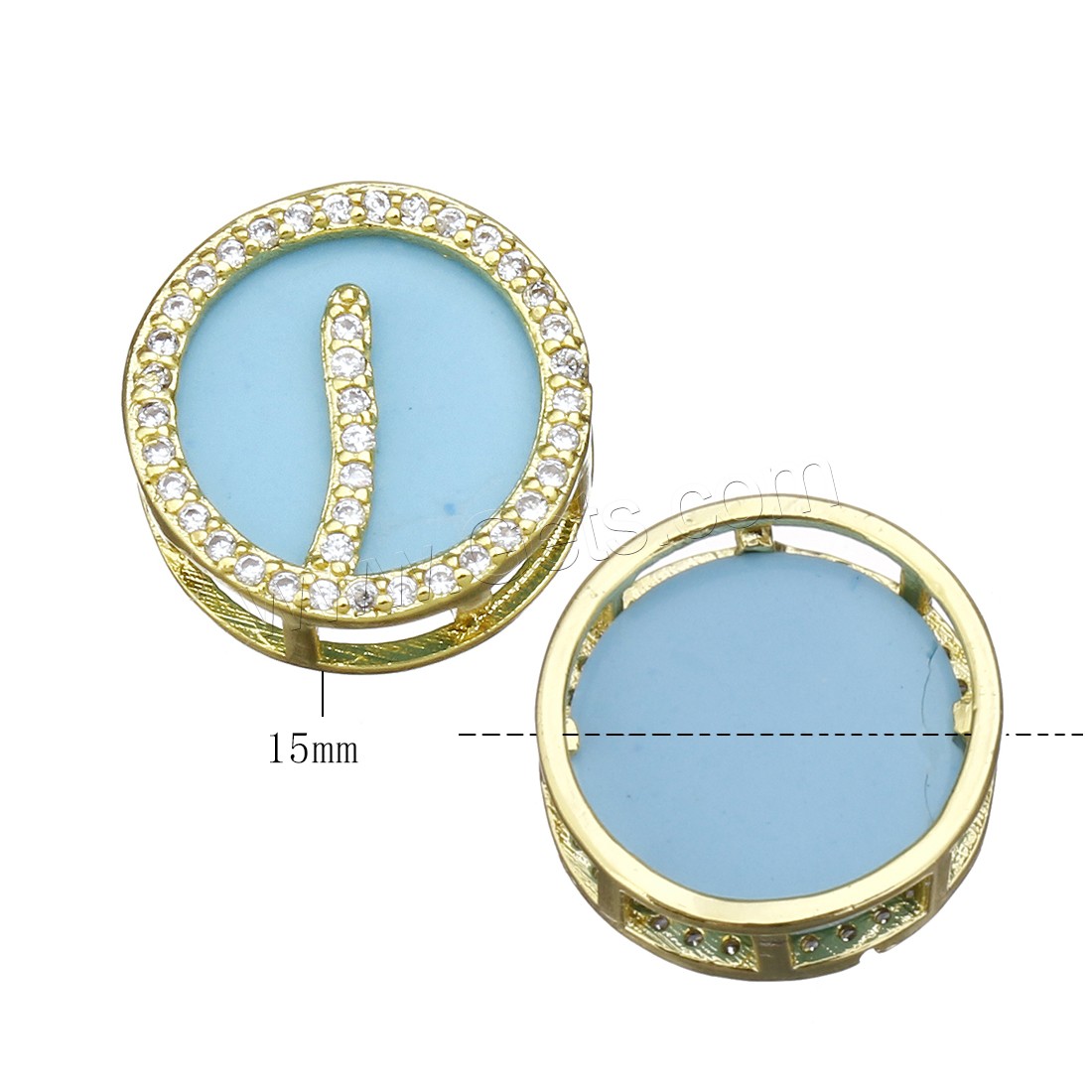 Cubic Zirconia Micro Pave Brass Connector, with Resin, plated, different designs for choice & micro pave cubic zirconia & 2/2 loop, more colors for choice, 15x15x6mm, Hole:Approx 4.5x1mm, Sold By PC