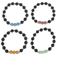 Lava Bead Bracelet, with Zinc Alloy, silver color plated, Unisex Approx 7 Inch 