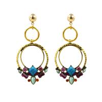 Turquoise Zinc Alloy Earring, with turquoise & Resin, gold color plated, for woman 
