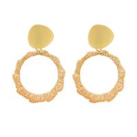Zinc Alloy Drop Earring, Donut, gold color plated, for woman 