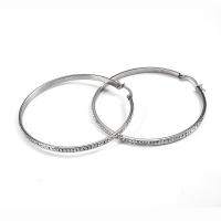 Stainless Steel Hoop Earring & for woman & with rhinestone 