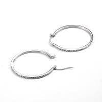 Stainless Steel Hoop Earring, for woman & with rhinestone, 38mm 