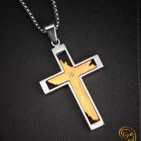 Stainless Steel Jewelry Necklace, Cross, plated, box chain & for woman & with rhinestone Approx 23.6 Inch 