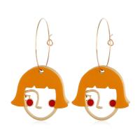 Zinc Alloy Hoop Earring, with Plank, gold color plated, for woman 