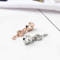 Zinc Alloy European Pendants, Key, plated, with troll & with rhinestone Approx 5mm 