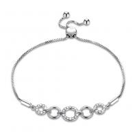 925 Sterling Silver Bracelet, with CRYSTALLIZED™, platinum plated, adjustable & box chain & for woman Approx 9.8 Inch 