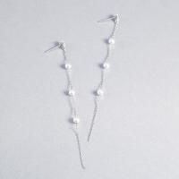 Sterling Silver Drop Earring, 925 Sterling Silver, with ABS Plastic Pearl, for woman, 103mm 