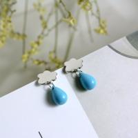 Sterling Silver Drop Earring, 925 Sterling Silver, with Synthetic Turquoise, for woman, silver color, 13mm 