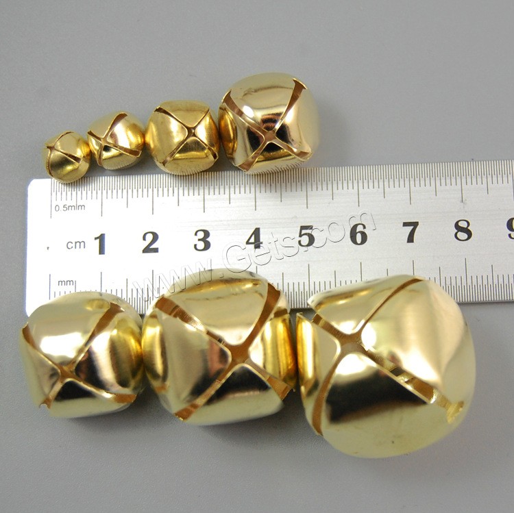 Iron Jingle Bell for Christmas Decoration, Christmas Bell, gold color plated, different size for choice, Hole:Approx 2-4mm, Sold By PC