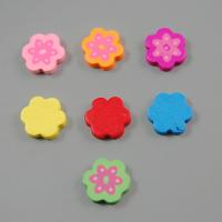 Dyed Wood Beads, Flower, stoving varnish, mixed colors Approx 2mm 