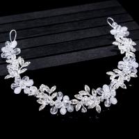 Bridal Hair Flowers, Zinc Alloy, with Crystal, silver color plated, for woman & with rhinestone, 300mm 