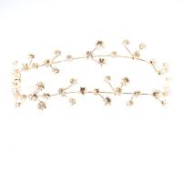 Bridal Hair Flowers, Zinc Alloy, with Crystal, Star, gold color plated, for woman, 350mm 
