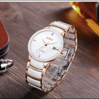 DOM® Uhrenkollektion, Edelstahl, mit Porzellan & Glas, japanische Bewegung, plattiert, Lebenswasserbeständig & für den Menschen & mit Strass, keine, 36.5mm, Länge:ca. 7.8 ZollInch, verkauft von PC