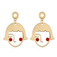 Zinc Alloy Drop Earring, Face, gold color plated, for woman 
