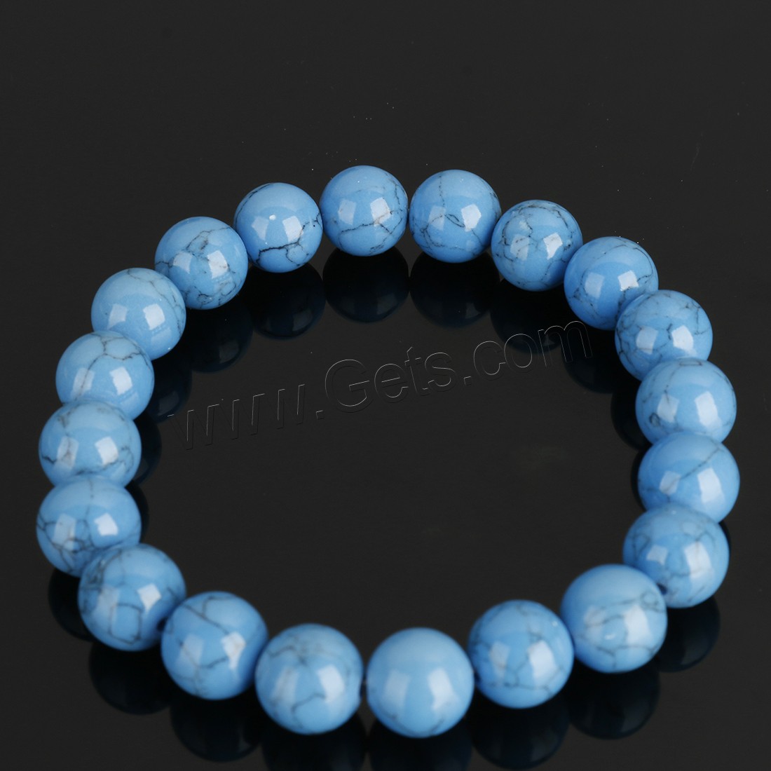 Synthetic Turquoise Bracelet, Round, different size for choice, more colors for choice, Length:Approx 8 Inch, Sold By Strand